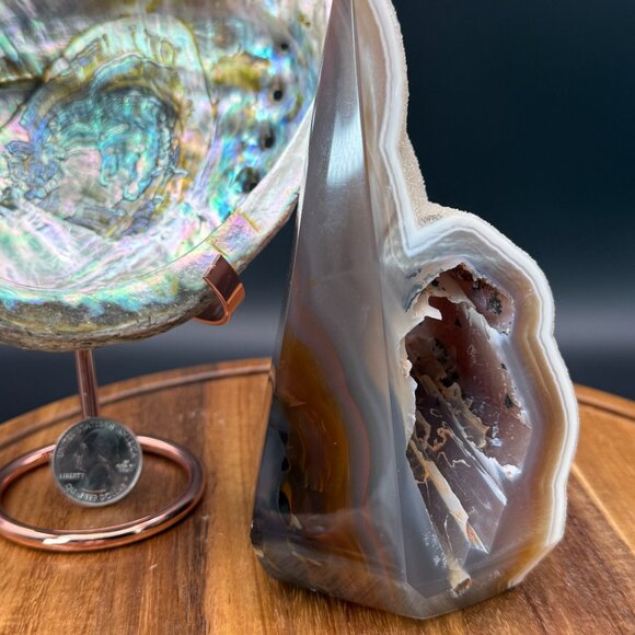 Agate Chalcedony Druzy Diamond Power Point Tower Crystal Geode - Picture 5 of 8